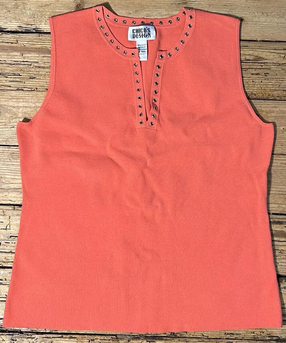 Chico’s Design Women’s Peach Sleeveless V Neck Size 2